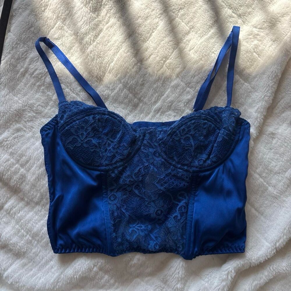 BDG Urban Outfitters Navy Blue Corset Crop Top